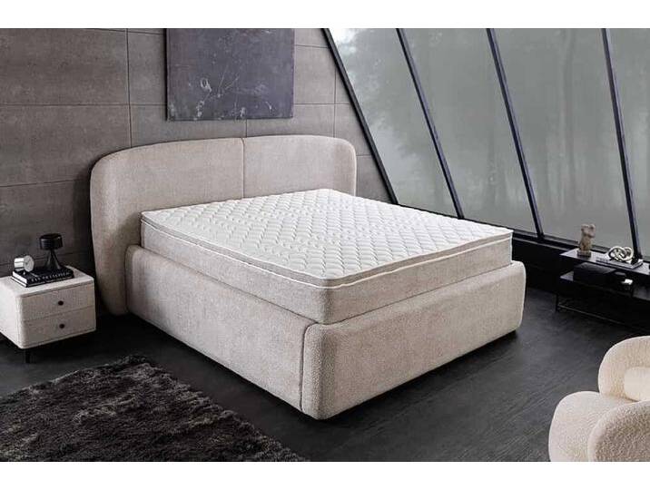 Modernes Boxbett ART DECO 180x200cm greige Bouclé mit Stauraum inkl. Matratze von Riess-Ambiente.de