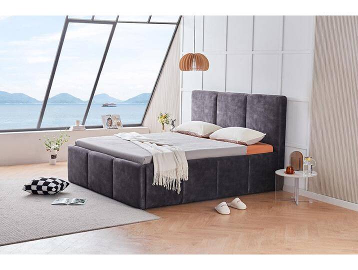 Modernes Boxbett ATELIER 180x200cm grau Samt inkl. Matratze Topper Bettkasten Modernes Boxbett ATELIER 180x200cm grau Samt inkl. Matratze Topper Bettkasten von Riess-Ambiente.de