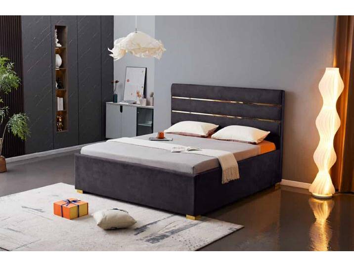 Modernes Boxbett METROPOLITAN 180x200cm grau Samt mit Lattenrost und Stauraum von Riess-Ambiente.de
