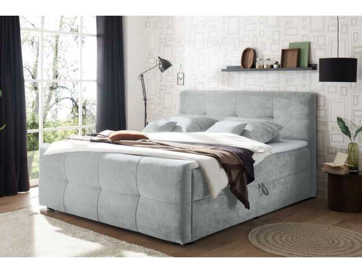 Modernes Boxspringbett TOULOUSE 160x200cm silbergrau inkl. Matratze Topper Bettkasten von Riess-Ambiente.de