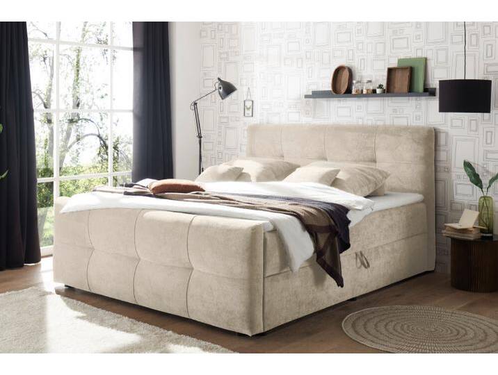 Modernes Boxspringbett TOULOUSE 180x200cm beige inkl. Matratze und Topper mit Bettkasten von Riess-Ambiente.de