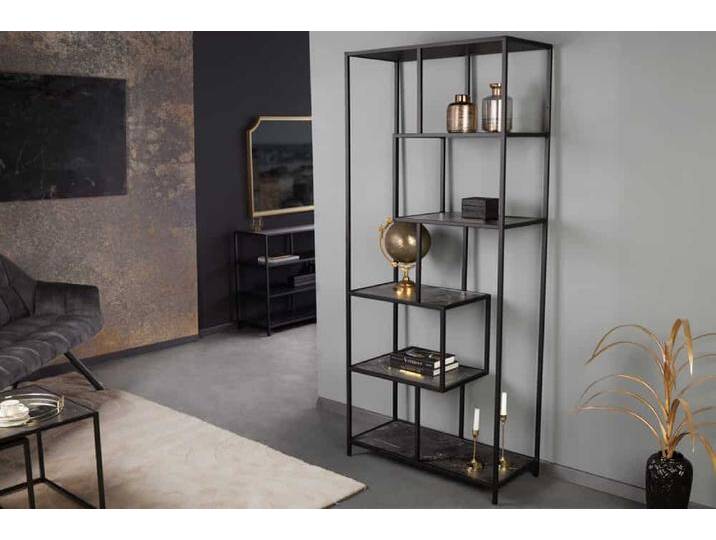 Modernes Bücherregal SLIM LINE 185cm graphit Metall Standregal von Riess-Ambiente.de