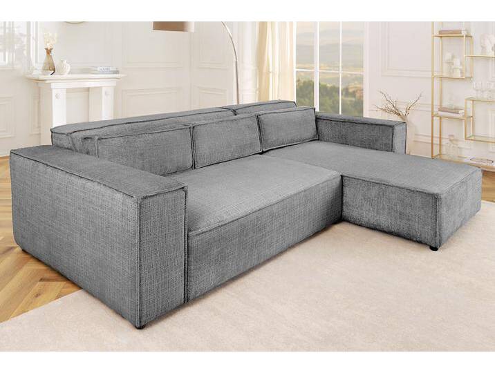 Modernes Ecksofa BOSSA NOVA 265cm grau Chenille 3-Sitzer Couch L-Form Wohnzimmer von Riess-Ambiente.de