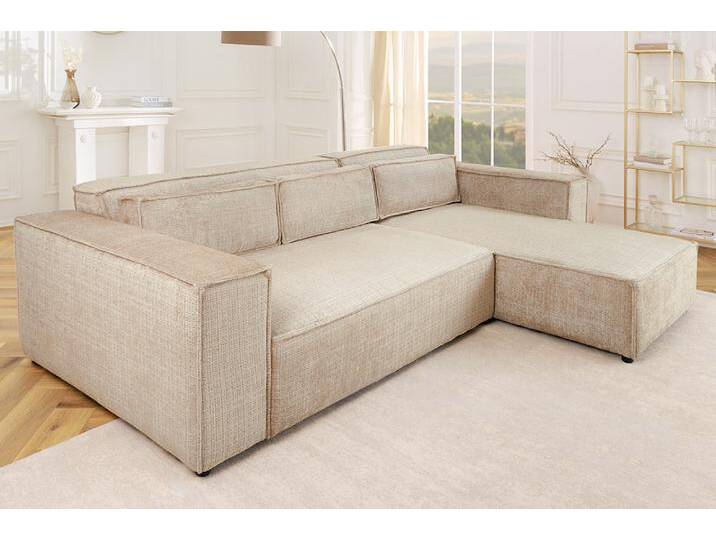Modernes Ecksofa BOSSA NOVA 265cm greige Chenille 3-Sitzer Couch L-Form Wohnzimmer von Riess-Ambiente.de
