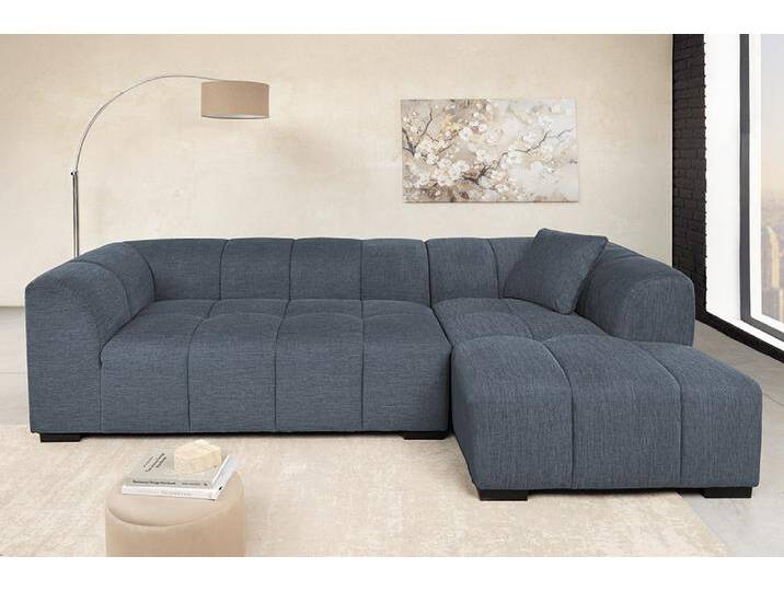 Modernes Ecksofa CITY 240cm blau Strukturstoff 3-Sitzer Couch inkl. Kissen L-Form Wohnzimmer von Riess-Ambiente.de