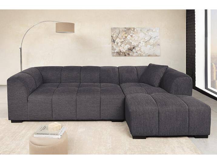 Modernes Ecksofa CITY 240cm grau Strukturstoff 3-Sitzer Couch inkl. Kissen L-Form Wohnzimmer von Riess-Ambiente.de