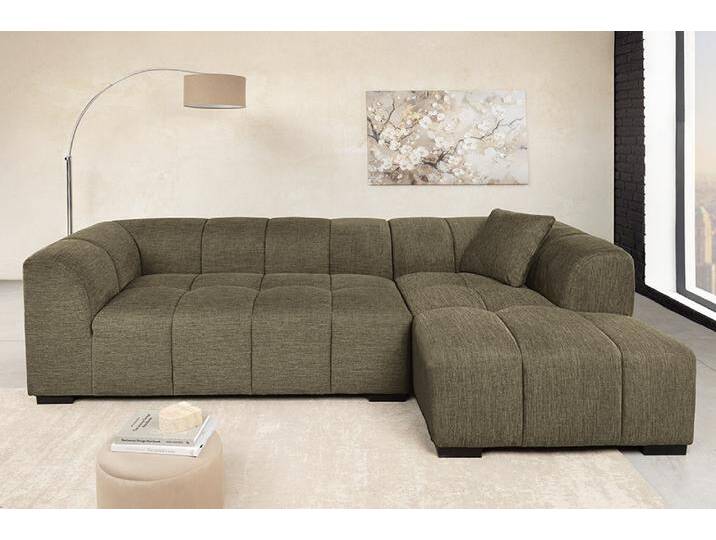 Modernes Ecksofa CITY 240cm grün Strukturstoff 3-Sitzer Couch inkl. Kissen L-Form Wohnzimmer von Riess-Ambiente.de