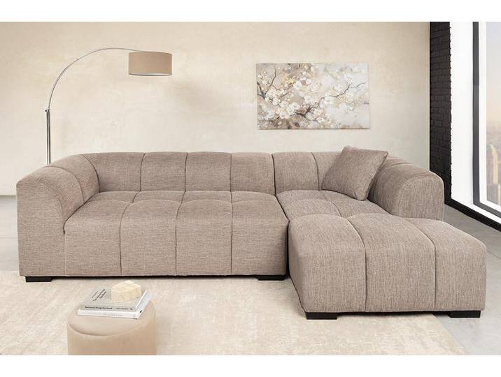 Modernes Ecksofa CITY 240cm taupe Strukturstoff 3-Sitzer Couch inkl. Kissen L-Form Wohnzimmer von Riess-Ambiente.de