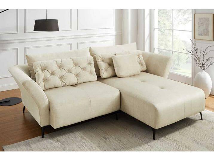 Modernes Ecksofa MARRAKESCH 265cm beige Samt 3-Sitzer inkl. Kissen Ottomane links L-Form Wohnzimmer Modernes Ecksofa MARRAKESCH 265cm beige Samt 3-Sitzer inkl. Kissen Ottomane links L-Form Wohnzimmer von Riess-Ambiente.de