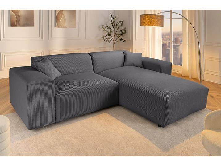 Modernes Ecksofa SIGNATUR 260cm anthrazit Cord beidseitig aufbaubar inkl. Kissen L-Form Wohnzimmer von Riess-Ambiente.de