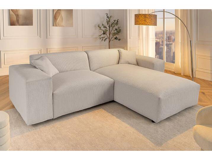 Modernes Ecksofa SIGNATUR 260cm greige Cord beidseitig aufbaubar inkl. Kissen L-Form Wohnzimmer von Riess-Ambiente.de