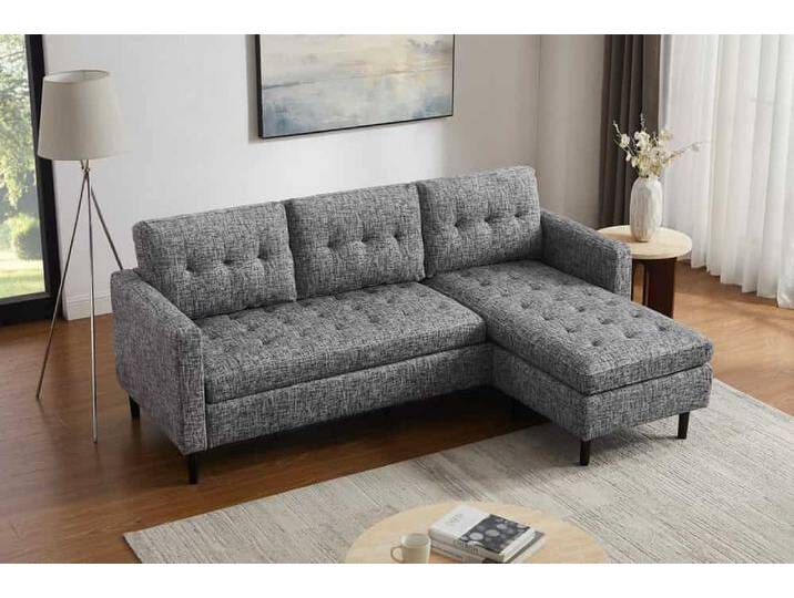 Modernes Ecksofa STOCKHOLM 220cm grau Strickstoff Federkern 3-Sitzer-Sofa von Riess-Ambiente.de