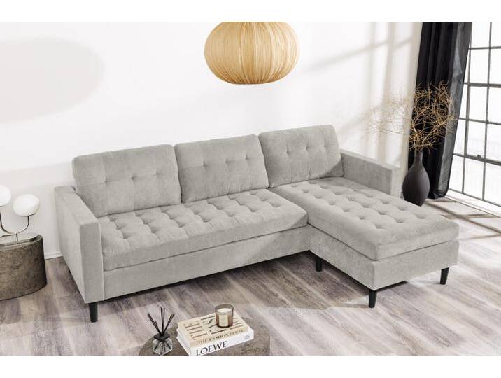Modernes Ecksofa STOCKHOLM 220cm greige Cordstoff Federkern 3-Sitzer-Sofa Wohnzimmer von Riess-Ambiente.de