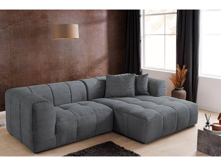 Modernes Ecksofa ZERO GRAVITY 240cm dunkelgrau Cord 3-Sitzer Couch L-Form Wohnzimmer von Riess-Ambiente.de