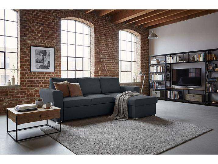 Modernes Schlafsofa APARTMENT 245cm grau Strukturstoff 3-Sitzer Couch mit Stauraum L-Form Wohnzimmer Modernes Schlafsofa APARTMENT 245cm grau Strukturstoff 3-Sitzer Couch mit Stauraum L-Form Wohnzimmer von Riess-Ambiente.de