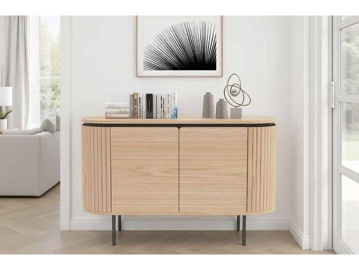 Modernes Sideboard ATELIER 120cm natur Eichen-Design schwarz Metall vier Fächer von Riess-Ambiente.de