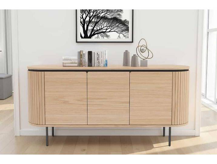Modernes Sideboard ATELIER 160cm natur Eichen-Design schwarz Metall vier Fächer Modernes Sideboard ATELIER 160cm natur Eichen-Design schwarz Metall vier Fächer von Riess-Ambiente.de