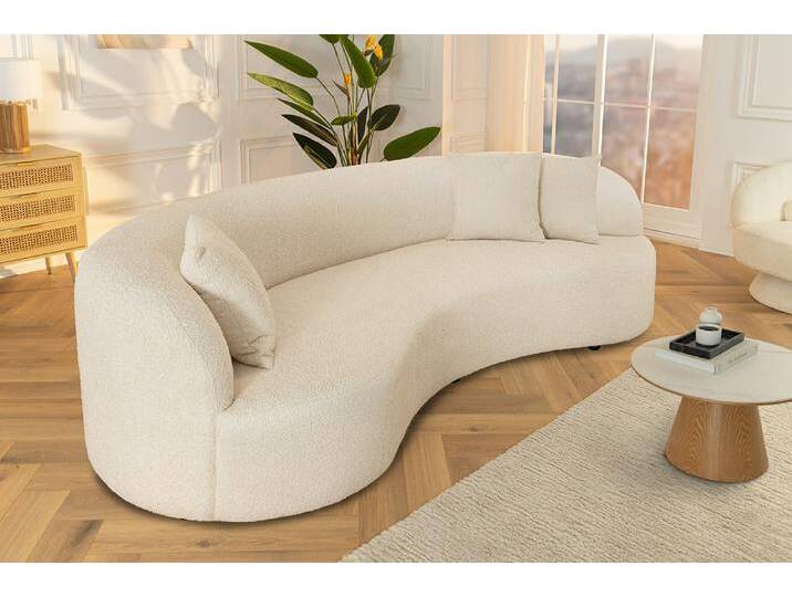 Modernes Sofa ATELIER 230cm beige Bouclé 3-Sitzer Couch inkl. Kissen Wohnzimmer von Riess-Ambiente.de