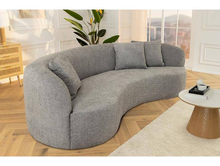 Modernes Sofa ATELIER 230cm grau Bouclé 3-Sitzer Couch inkl. Kissen Wohnzimmer von Riess-Ambiente.de