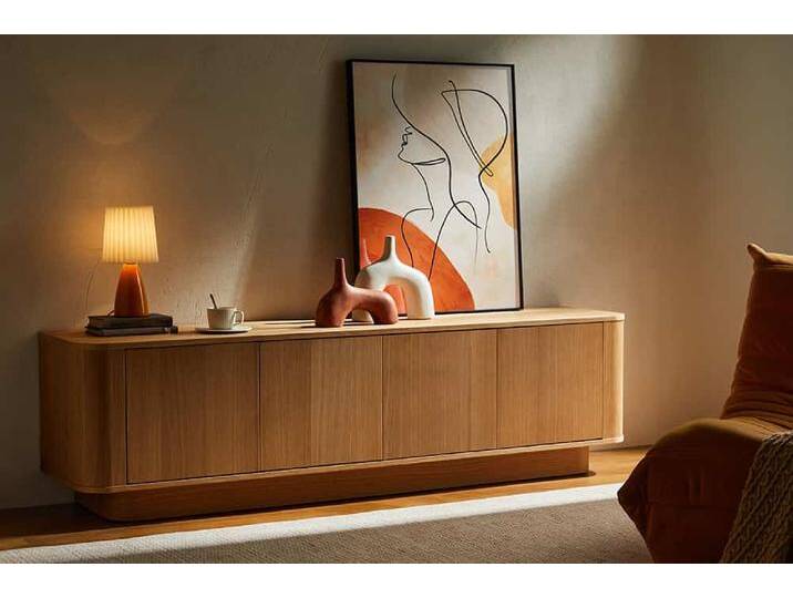 Modernes TV-Board VALHALLA WOOD 180cm natur Eichenholz Lowboard mit Stauraum von Riess-Ambiente.de