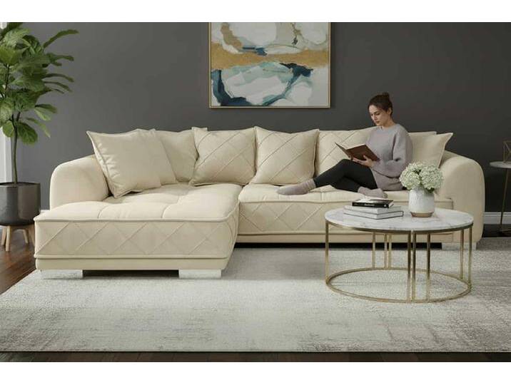 Modernes XXL Ecksofa DECADENCIA 320cm beige Samt Bigsofa inkl. Kissen L-Form Modernes XXL Ecksofa DECADENCIA 320cm beige Samt Bigsofa inkl. Kissen L-Form von Riess-Ambiente.de