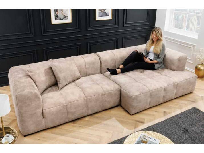 Modernes XXL Ecksofa ZERO GRAVITY 305cm champagner beige Samt Bigsofa Couch Wohnzimmer von Riess-Ambiente.de