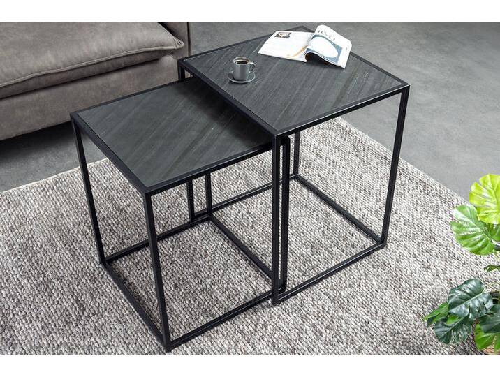 Quadratisches 2er Set Beistelltische MOUNTAIN SOUL 60cm schwarz Naturstein Metall Satztisch Quadratisches 2er Set Beistelltische MOUNTAIN SOUL 60cm schwarz Naturstein Metall Satztisch von Riess-Ambiente.de