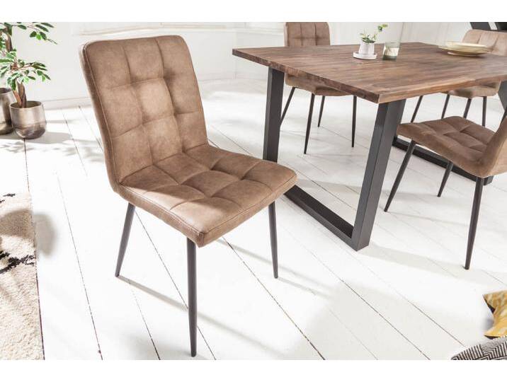 Retro Design Stuhl MODENA antik taupe Microfaser mit Ziersteppung Polsterstuhl Esszimmerstuhl Küchenstuhl von Riess-Ambiente.de