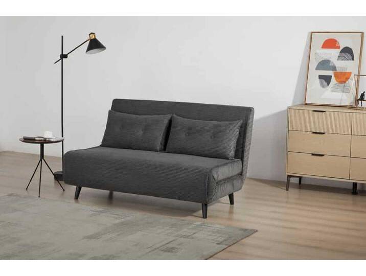 Retro Schlafsessel SMART MULTIFUNCTION 140cm grau Cord Bettfunktion inkl. Kissen von Riess-Ambiente.de