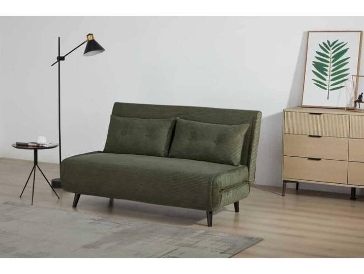 Retro Schlafsessel SMART MULTIFUNCTION 140cm grün Cord Bettfunktion inkl. Kissen von Riess-Ambiente.de