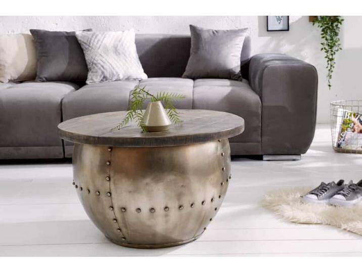 Runder Couchtisch DRUMP STORAGE 70cm grau silber Mangoholz massiv mit Stauraum handmade Sofatisch Wohnzimmertisch Säulentisch Industrie & Loft Runder Couchtisch DRUMP STORAGE 70cm grau silber Mangoholz massiv mit Stauraum handmade Sofatisch Wohnzimmertisch Säulentisch Industrie & Loft von Riess-Ambiente.de