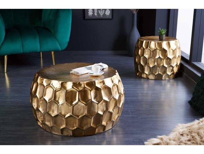 Runder Couchtisch ORGANIC ORIENT 70cm gold Metall Hammerschlag handmade Waben Design Sofatisch Wohnzimmertisch Säulentisch Glamour Orientalisch Runder Couchtisch ORGANIC ORIENT 70cm gold Metall Hammerschlag handmade Waben Design Sofatisch Wohnzimmertisch Säulentisch Glamour Orientalisch von Riess-Ambiente.de