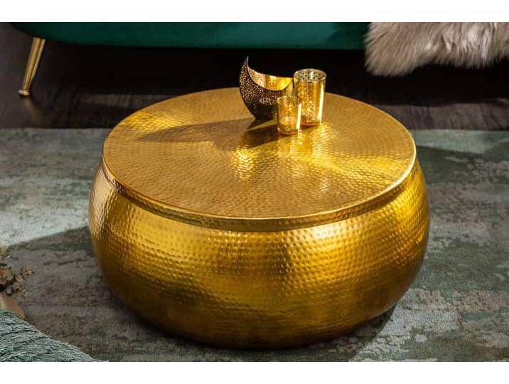 Runder Couchtisch ORIENT STORAGE 70cm gold Metall mit Stauraum Hammerschlag Design handmade Sofatisch Wohnzimmertisch Säulentisch Boheme Glamour Orientalisch Runder Couchtisch ORIENT STORAGE 70cm gold Metall mit Stauraum Hammerschlag Design handmade Sofatisch Wohnzimmertisch Säulentisch Boheme Glamour Orientalisch von Riess-Ambiente.de