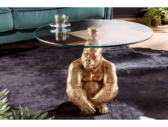 Runder Couchtisch WILDLIFE KONG 60cm gold Metall Glas Affenfigur Gorilla Skulptur handmade Sofatisch Wohnzimmertisch Glamour Modern Runder Couchtisch WILDLIFE KONG 60cm gold Metall Glas Affenfigur Gorilla Skulptur handmade Sofatisch Wohnzimmertisch Glamour Modern von Riess-Ambiente.de