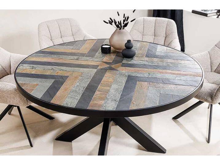 Runder Esstisch MOUNTAIN SOUL 140cm schwarz grau Naturstein Eisen Sterngestell Esszimmertisch 6 Personen Runder Esstisch MOUNTAIN SOUL 140cm schwarz grau Naturstein Eisen Sterngestell Esszimmertisch 6 Personen von Riess-Ambiente.de