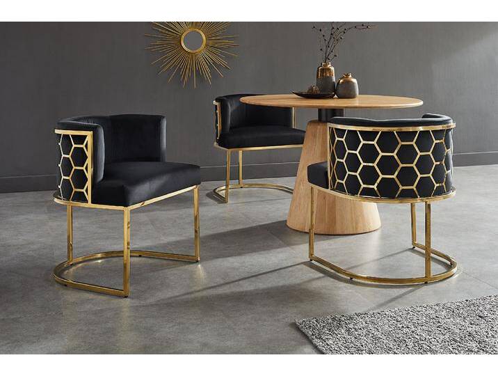 Stilvoller Stuhl ELEGANCE schwarz Samt gold Edelstahl mit Armlehne Esszimmerstuhl Küchenstuhl Glamour Stilvoller Stuhl ELEGANCE schwarz Samt gold Edelstahl mit Armlehne Esszimmerstuhl Küchenstuhl Glamour von Riess-Ambiente.de