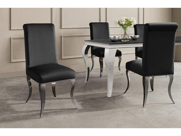 Stuhl MODERN BAROCK DELUXE schwarz Samt mit silbernen Edelstahlbeinen Stuhl MODERN BAROCK DELUXE schwarz Samt mit silbernen Edelstahlbeinen von Riess-Ambiente.de