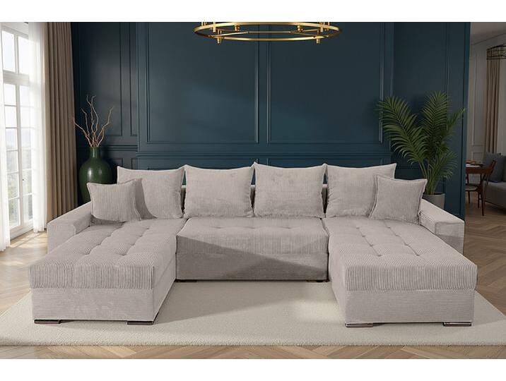 XXL Wohnlandschaft LODGE 315cm greige Cord Sofa mit Schlaffunktion und Stauraum U-Form Wohnzimmer Modern Skandinavisch XXL Wohnlandschaft LODGE 315cm greige Cord Sofa mit Schlaffunktion und Stauraum U-Form Wohnzimmer Modern Skandinavisch von Riess-Ambiente.de