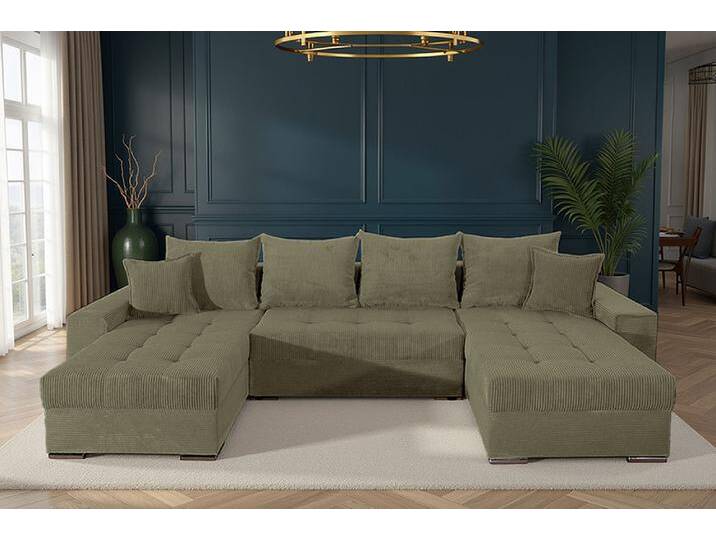 XXL Wohnlandschaft LODGE 315cm grün Cord Sofa mit Schlaffunktion und Stauraum U-Form Wohnzimmer Modern Skandinavisch XXL Wohnlandschaft LODGE 315cm grün Cord Sofa mit Schlaffunktion und Stauraum U-Form Wohnzimmer Modern Skandinavisch von Riess-Ambiente.de