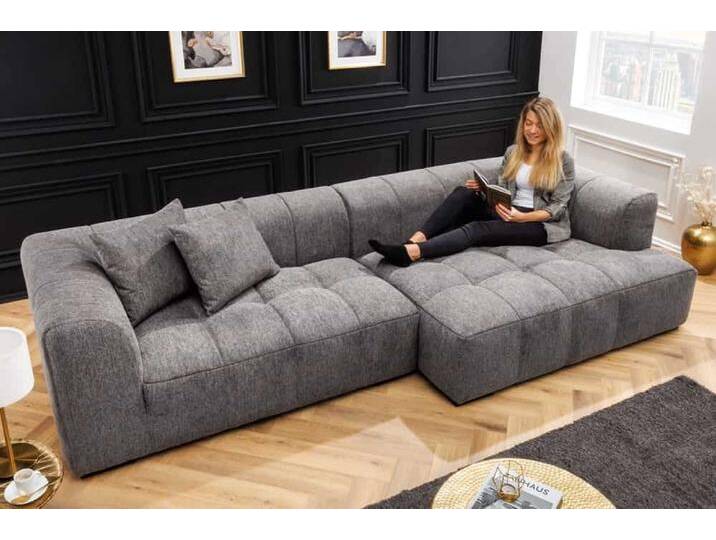 ZERO GRAVITY XXL Ecksofa 305cm grau, modernes Design, L-Form, Nosagfederung, Ottomane rechts, Webstoff von Riess-Ambiente.de