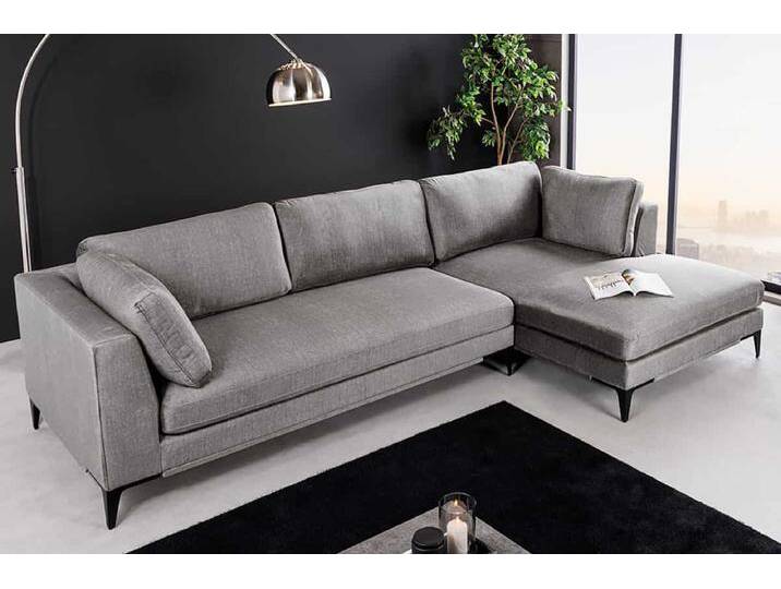 Zeitloses Ecksofa SIGNUM 315cm grau Samt Ottomane rechts Bigsofa XXL-Couch L-Form Wohnzimmer Modern Skandinavisch von Riess-Ambiente.de
