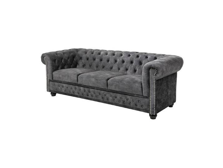 riess-ambiente 3-Sitzer CHESTERFIELD 205cm grau, Einzelartikel 1 Teile, Wohnzimmer · Sofa · Samt · Federkern, grau von Riess-Ambiente.de