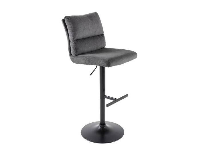 riess-ambiente Barhocker COMFORT grau / schwarz (Einzelartikel, 1 St), Cord · Metall · höhenverstellbar · drehbar · Stuhl mit Lehne · Design, grau von Riess-Ambiente.de