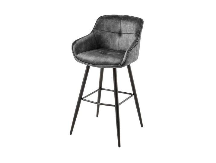 riess-ambiente Barhocker EUPHORIA grau / schwarz (Einzelartikel, 1 St), Esszimmer · Samt · Edelstahl · mit Lehne · Tresenstuhl · Barock Design, grau von Riess-Ambiente.de