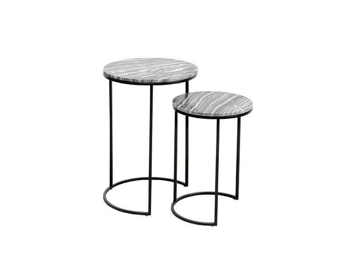 riess-ambiente Beistelltisch ELEMENTS Ø40cm grau / schwarz (Set, 2-St), Wohnzimmer · Marmor · Metall · rund · Design · Schlafzimmer, grau von Riess-Ambiente.de