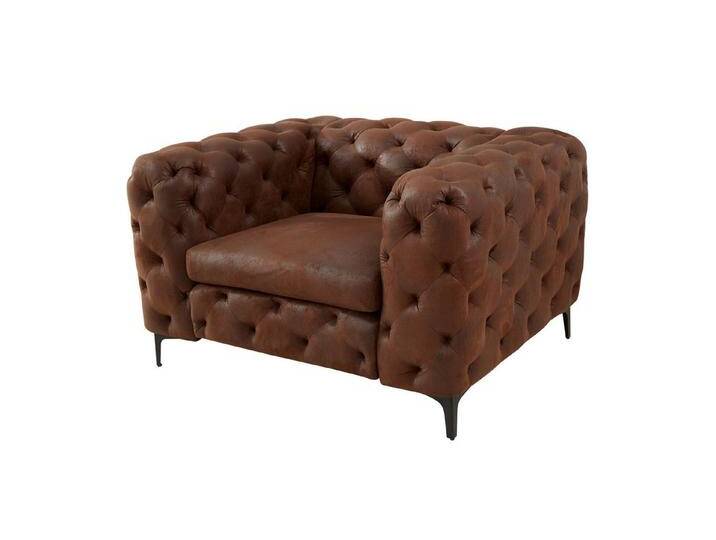 riess-ambiente Chesterfield-Sessel MODERN BAROCK 120cm antik braun · Microfaser-Sessel mit Federkern (Einzelartikel, 1-St), Chesterfield · Ziersteppung · Rundum-Bezug · Lesesessel · Metallfüße von Riess-Ambiente.de
