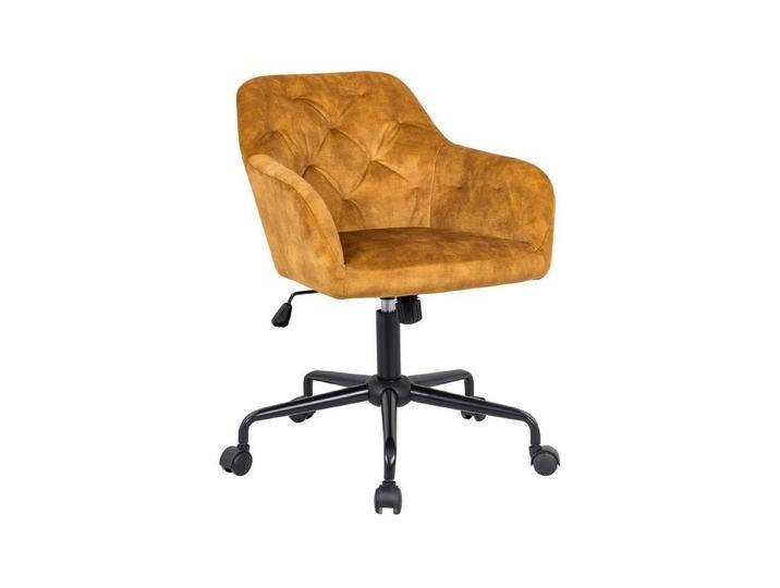 riess-ambiente Drehstuhl DUTCH COMFORT FARBWAHL, Büro · Samt · Metall · mit Laufrollen · höhenverstellbar · Home Office, gelb, senfgelb von Riess-Ambiente.de