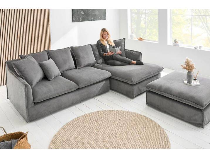 riess-ambiente Ecksofa HEAVEN 255cm grau, Einzelartikel 1 Teile, Couch · L-Form rechts · Wohnzimmer · Cord · Federkern · Landhaus, grau riess-ambiente Ecksofa HEAVEN 255cm grau, Einzelartikel 1 Teile, Couch · L-Form rechts · Wohnzimmer · Cord · Federkern · Landhaus, grau von Riess-Ambiente.de