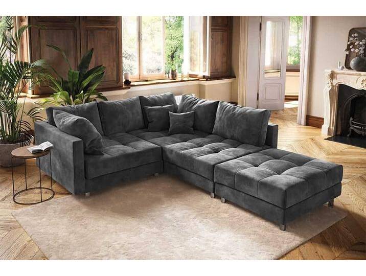 riess-ambiente Ecksofa KENT 220cm grau - inklusive Hocker, Set 1 Teile, Wohnzimmer · Couch · Samt · Federkern · inkl. Hocker · Design, grau, 1 St. riess-ambiente Ecksofa KENT 220cm grau - inklusive Hocker, Set 1 Teile, Wohnzimmer · Couch · Samt · Federkern · inkl. Hocker · Design, grau, 1 St. von Riess-Ambiente.de