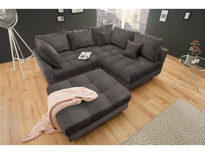 riess-ambiente Ecksofa KENT 220cm grau, Set 2 Teile, Wohnzimmer · Couch · Samt · Federkern · inkl. Hocker · Design, grau, 2 St., grau von Riess-Ambiente.de